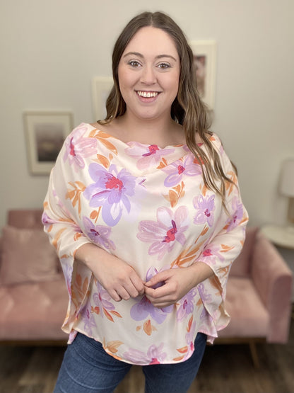 Find Your Love Women's Cowl Neck Short Bell Sleeve Top