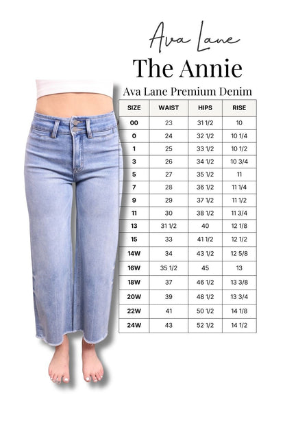 The Annie High-Rise Tummy Control Cropped Raw Hem Wide Leg Jeans