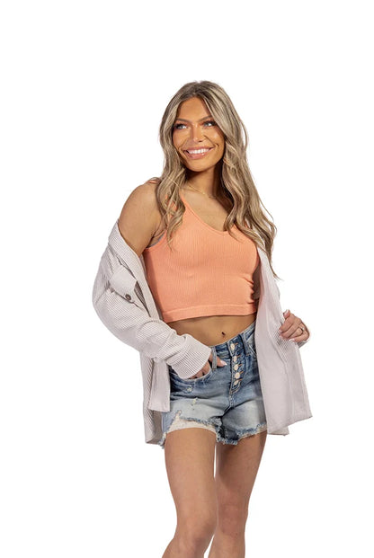 Women's Ribbed V-Neck Bralette