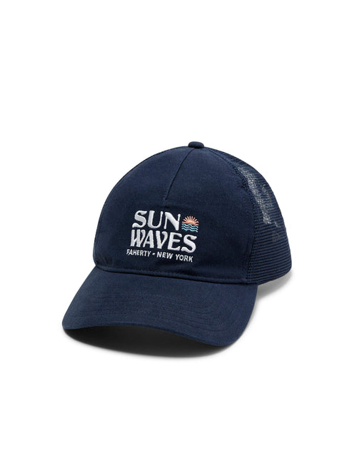 New York Retro Sun And Waves Trucker - Navy Navy