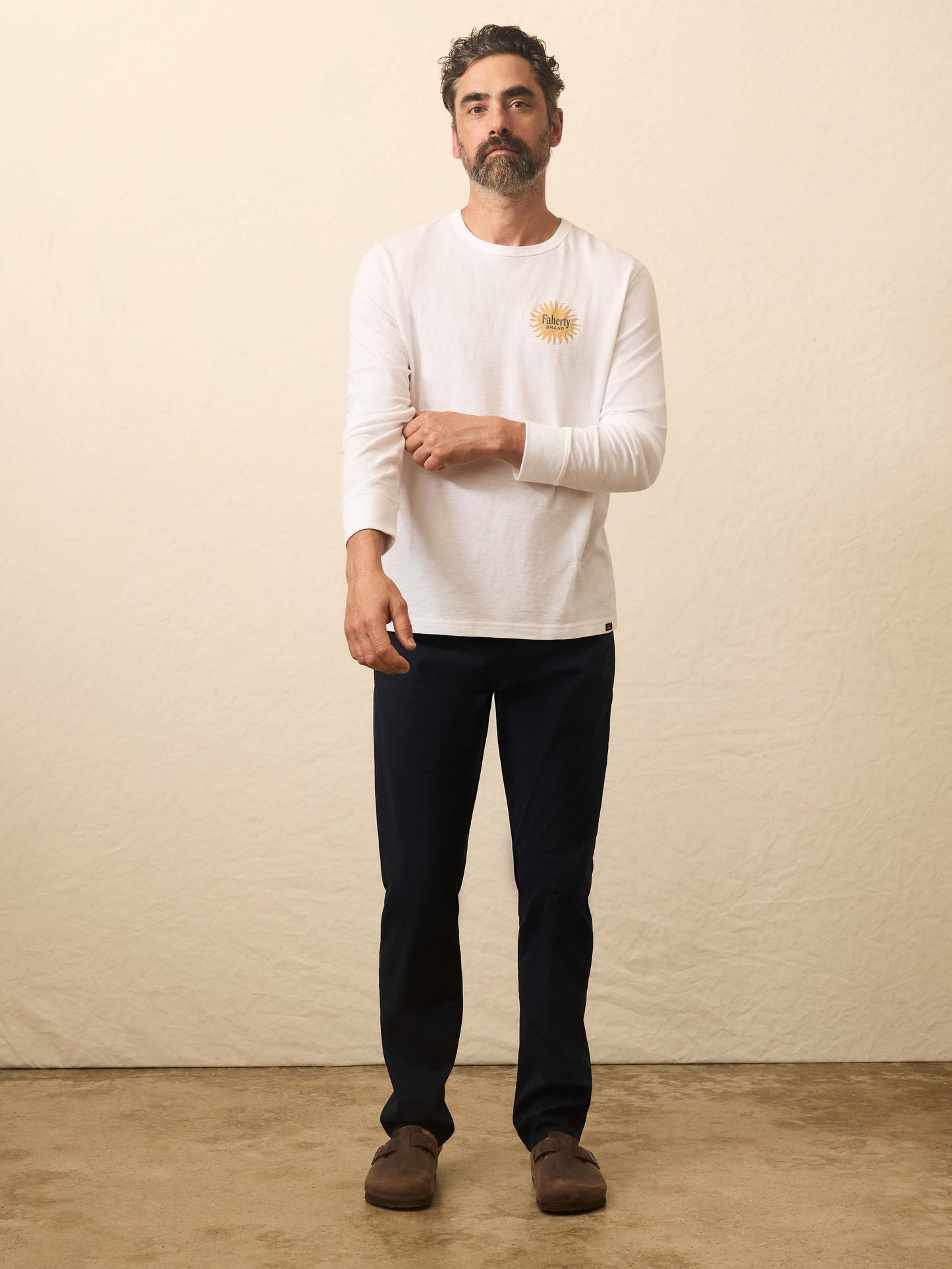 Long-Sleeve Sunwashed Graphic Tee - White