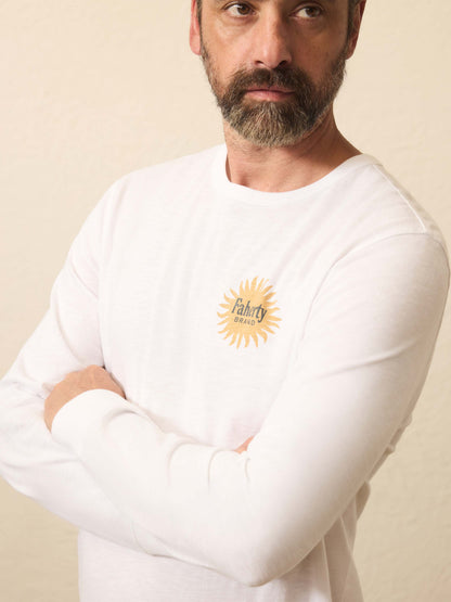 Long-Sleeve Sunwashed Graphic Tee - White