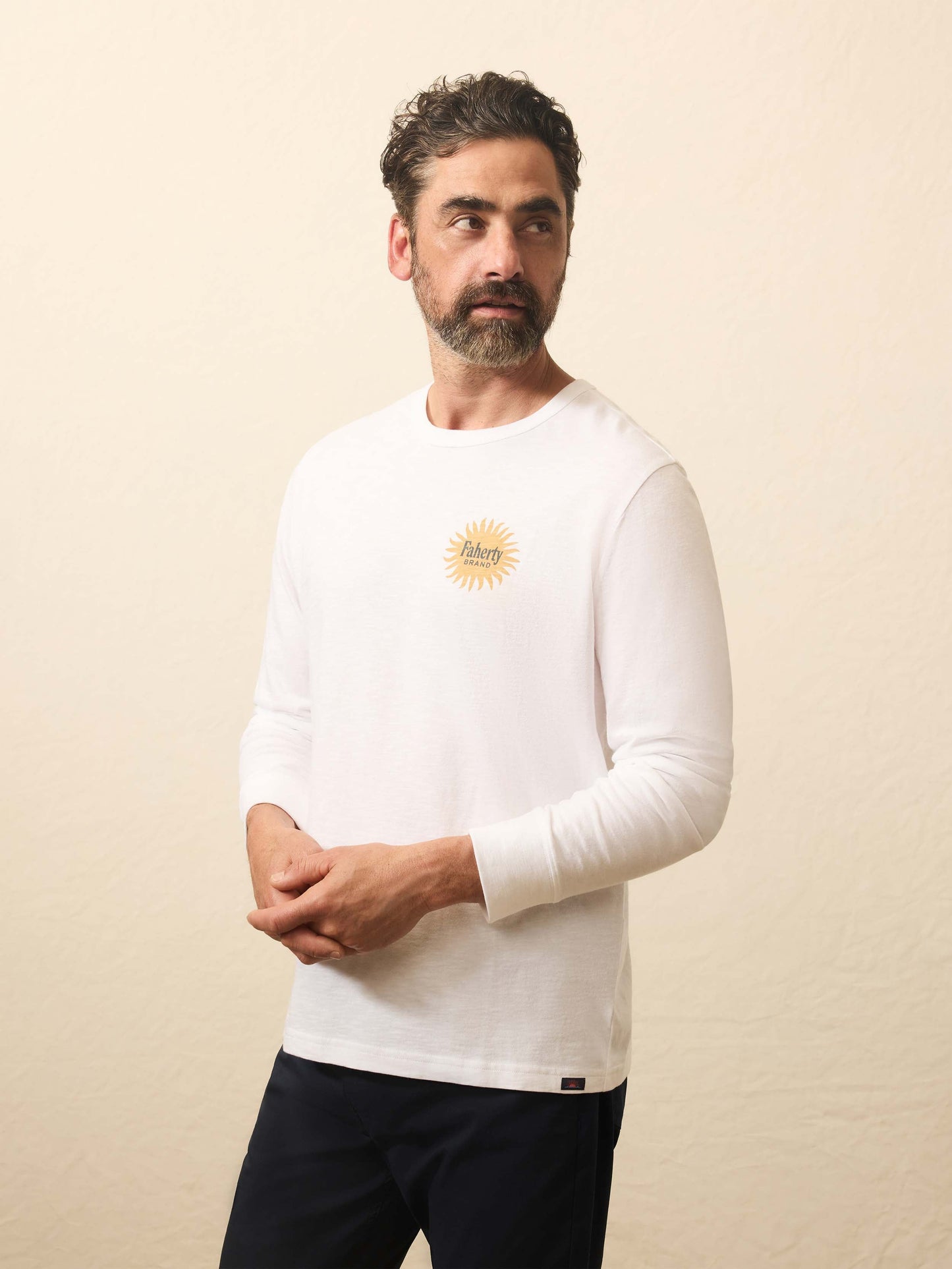 Long-Sleeve Sunwashed Graphic Tee - White