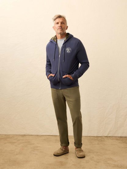 Flannel Lined Full Zip Hoodie - Dark Ocean