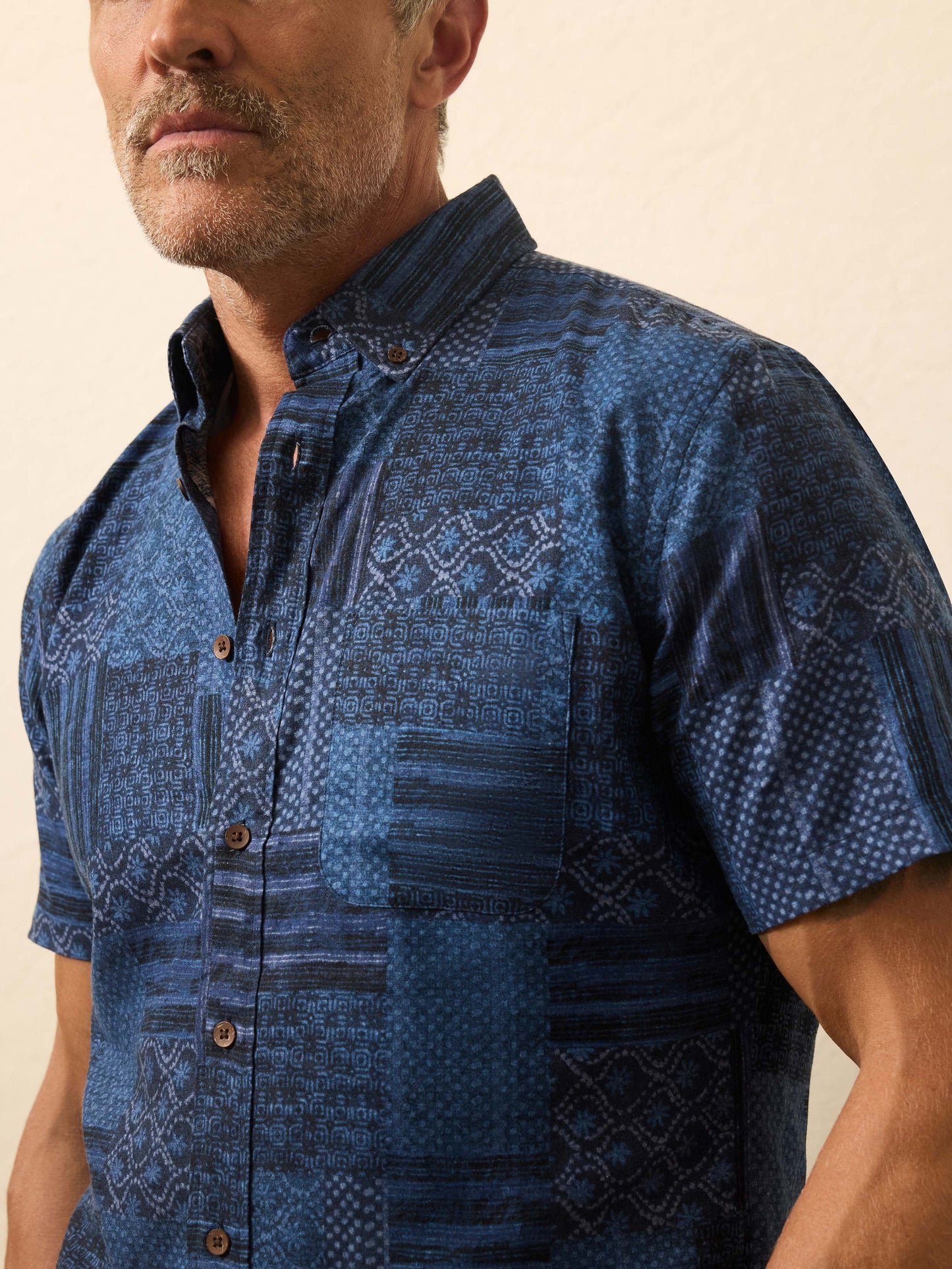 Short-Sleeve Breeze Shirt - Habor Blues Patchwork
