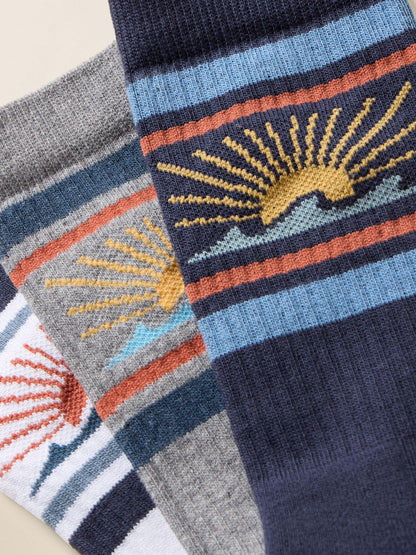 Sun & Waves 3 Pack Sock - Sun And Wave