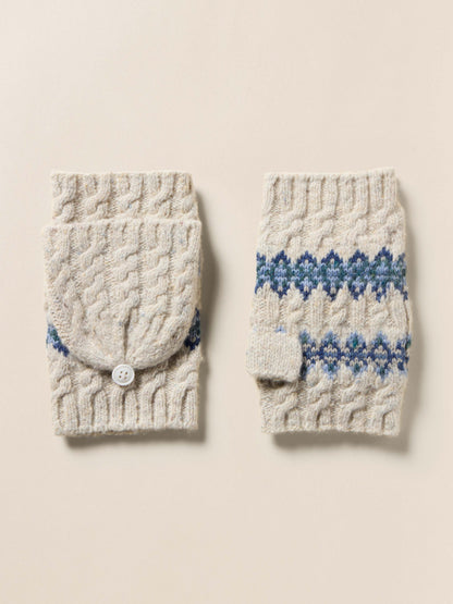 Highland Fairisle Pop Top Mitten - Snow