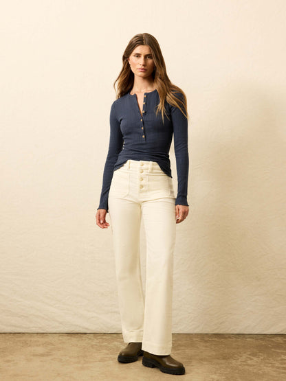 Stretch Terry Cord Patch Pocket Pant - Egret