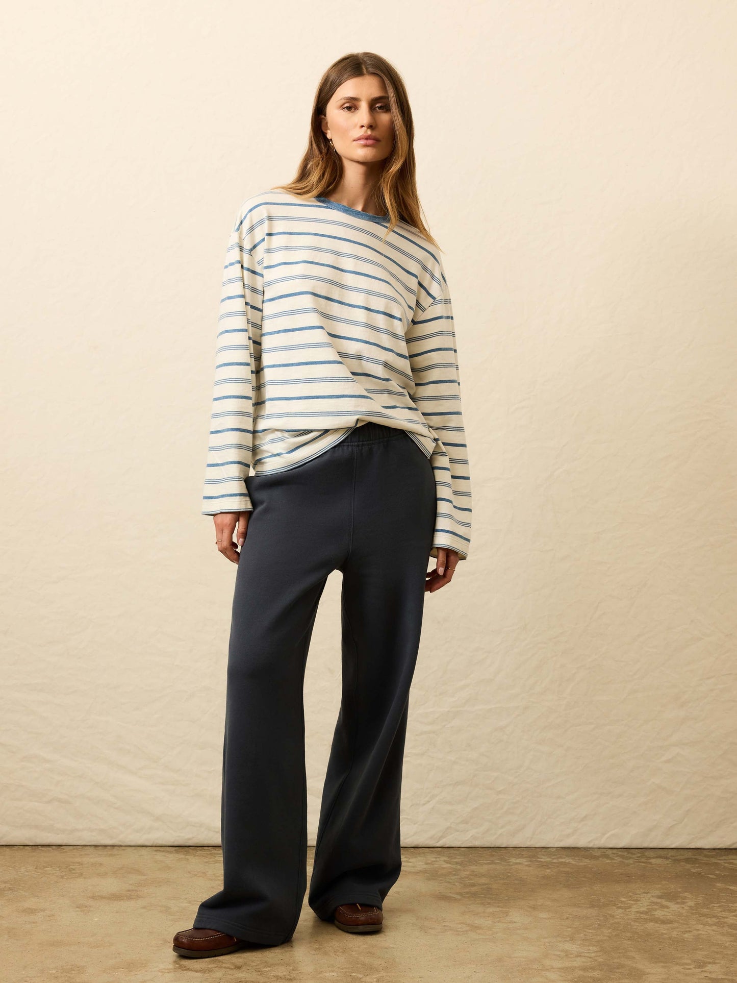 High Standard Fleece Wide Leg Sweatpant - Blue Nights