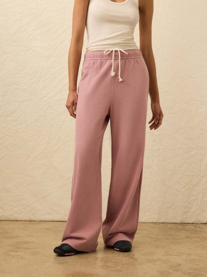 High Standard Fleece Wide Leg Sweatpant - Nostalgia Rose