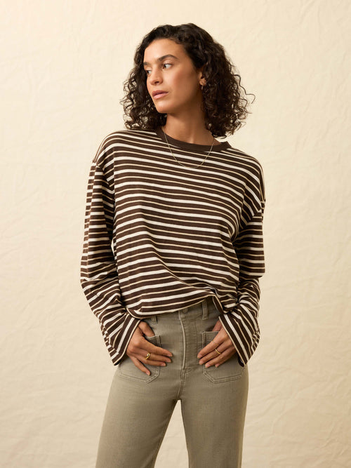 Sunwashed Long-Sleeve Retro Tee - Sand Drift Stripe