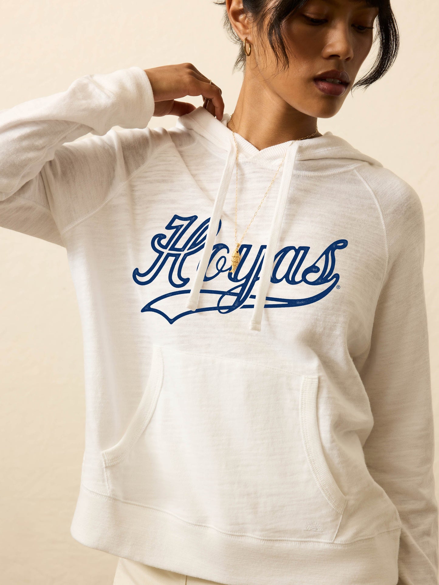 Georgetown Sunwashed Slub Hoodie - White
