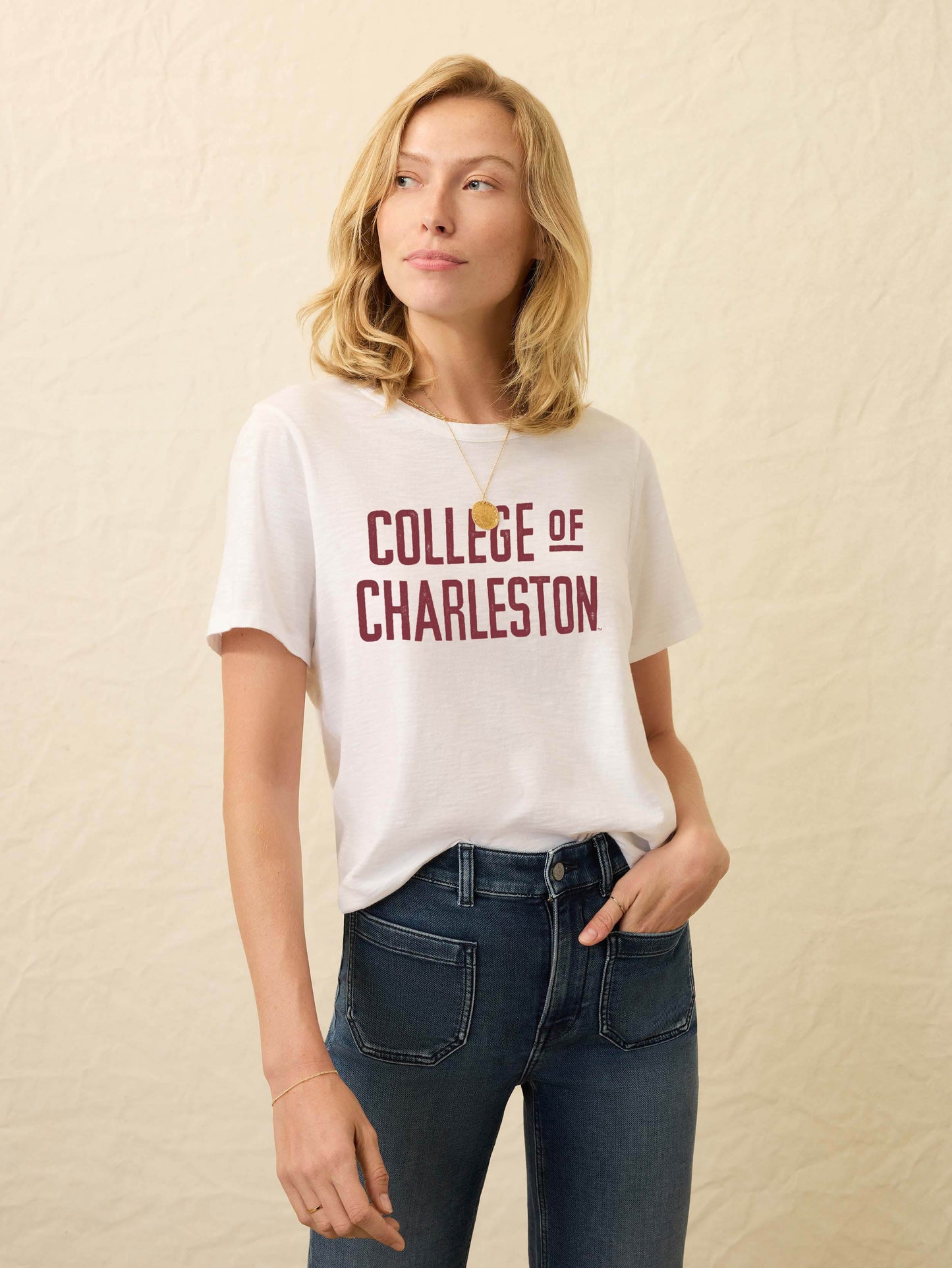 College of Charleston Sunwashed Essential Tee - White