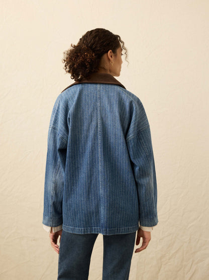 Sunwashed Denim Barn Jacket - Dusk Stripe Wash