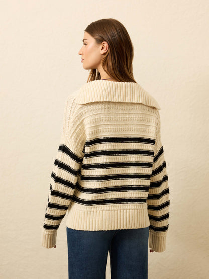 Heirloom Cotton Sweater Polo - Licorice Lines