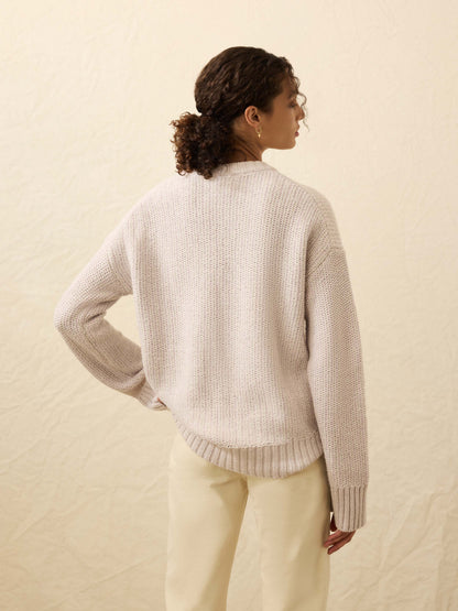 Heirloom Cotton  Relaxed Crew - Seafog Stripe