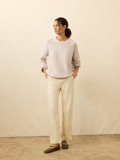 Heirloom Cotton  Relaxed Crew - Seafog Stripe