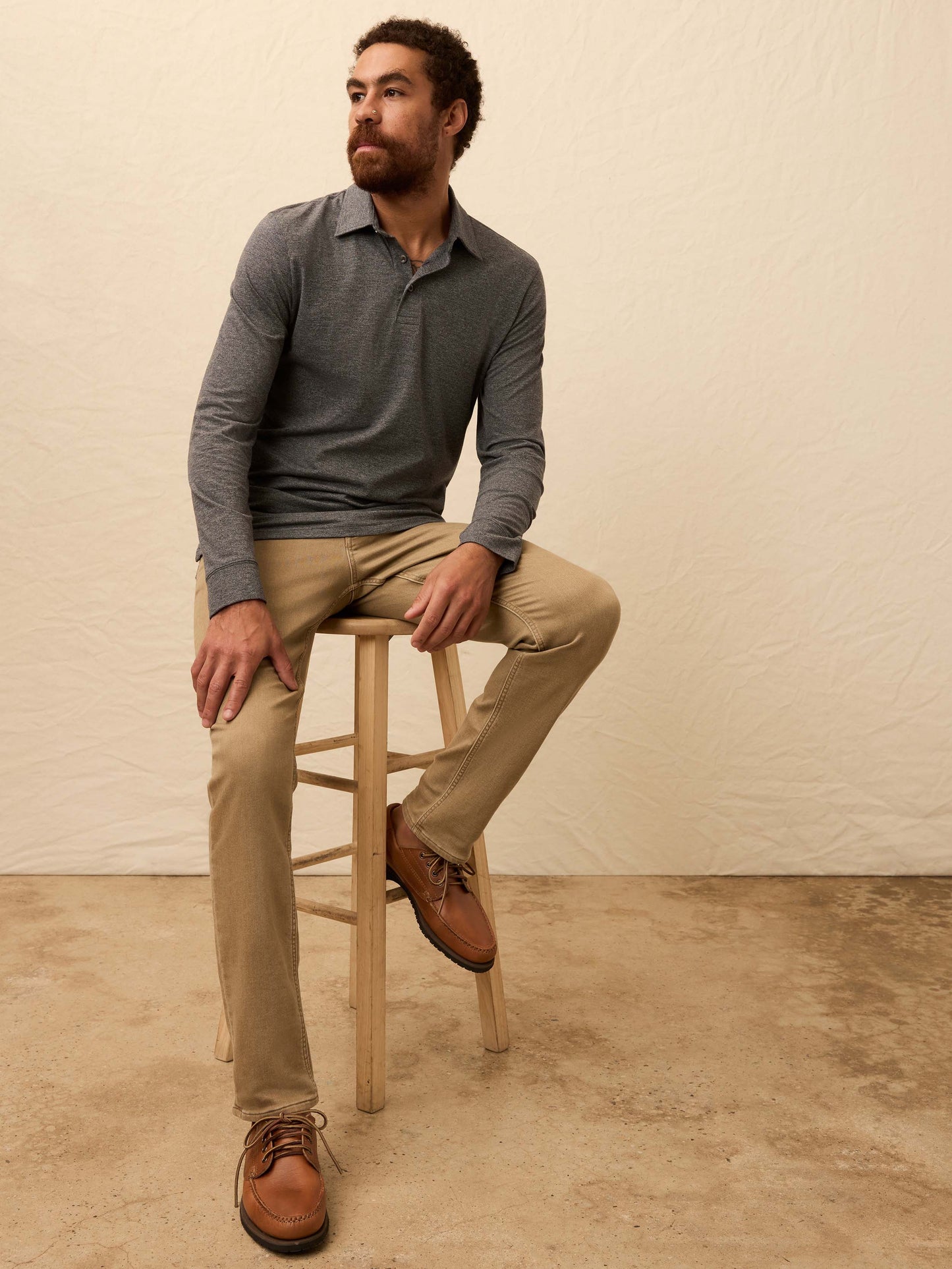 Long-Sleeve Movement™ Pique Polo - Dusty Iron Heather