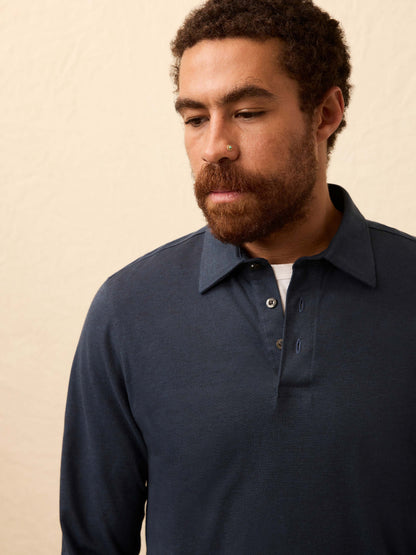 Long-Sleeve Movement™ Pique Polo - Harbor Night Heather