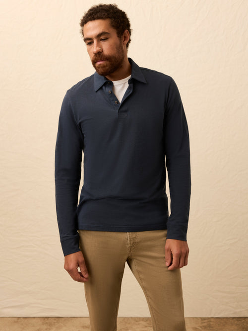 Long-Sleeve Movement™ Pique Polo - Harbor Night Heather