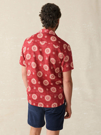 Short-Sleeve Hemp Blend Camp Shirt - Sun Blossom
