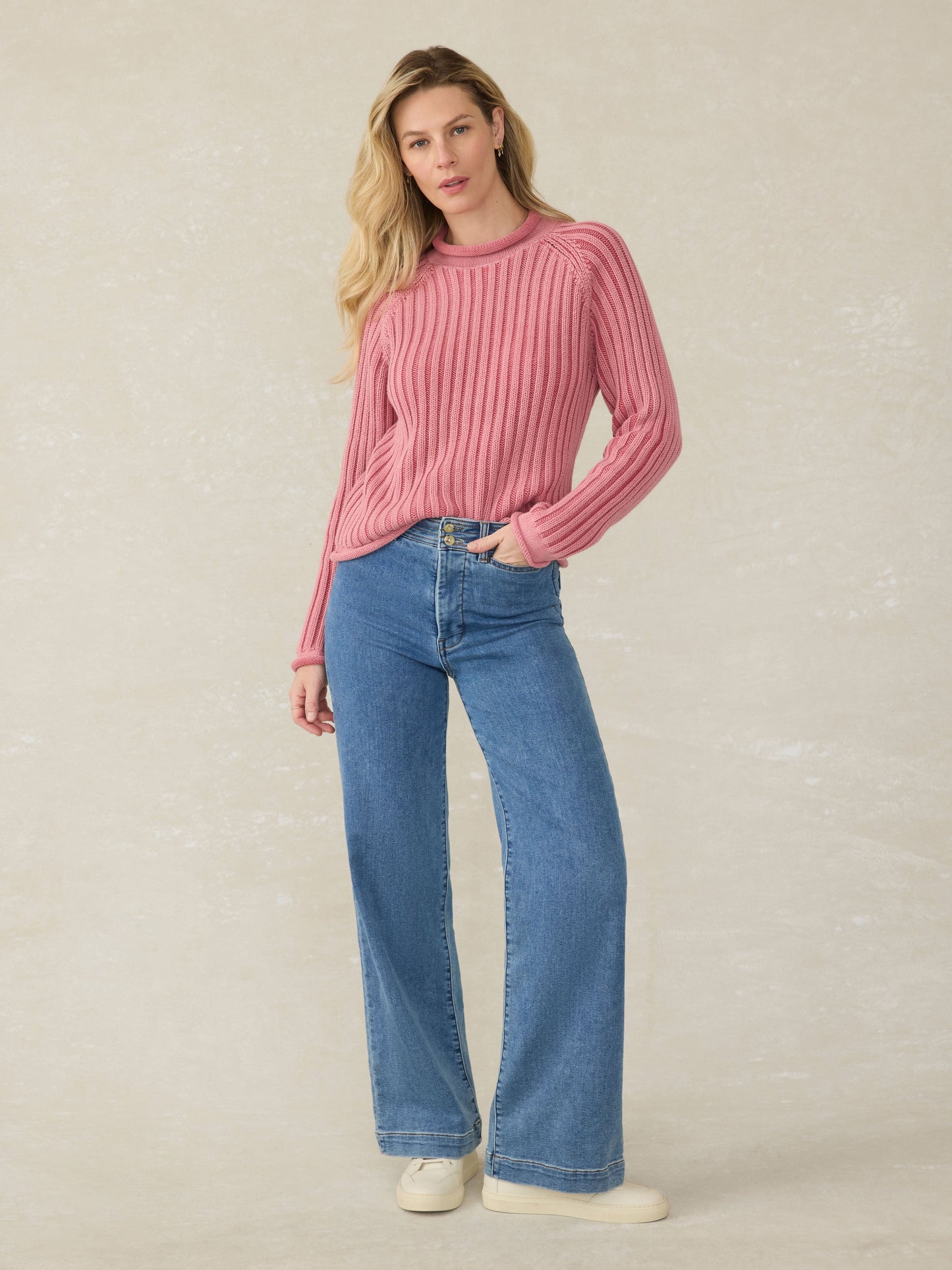 Sunwashed Rollneck Sweater - Baroque Rose