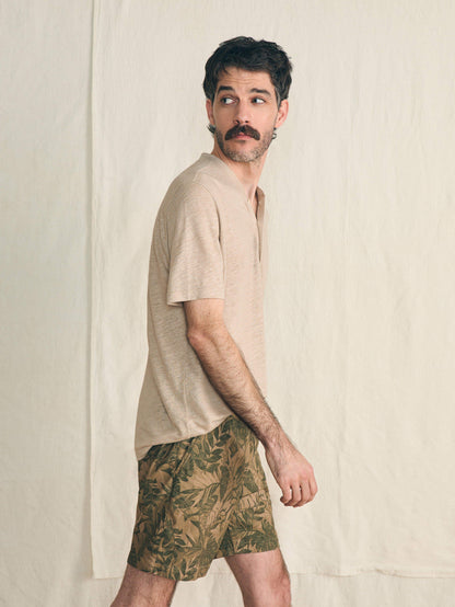 Essential Drawstring Short (6.5") - Olive Jungle Tropical