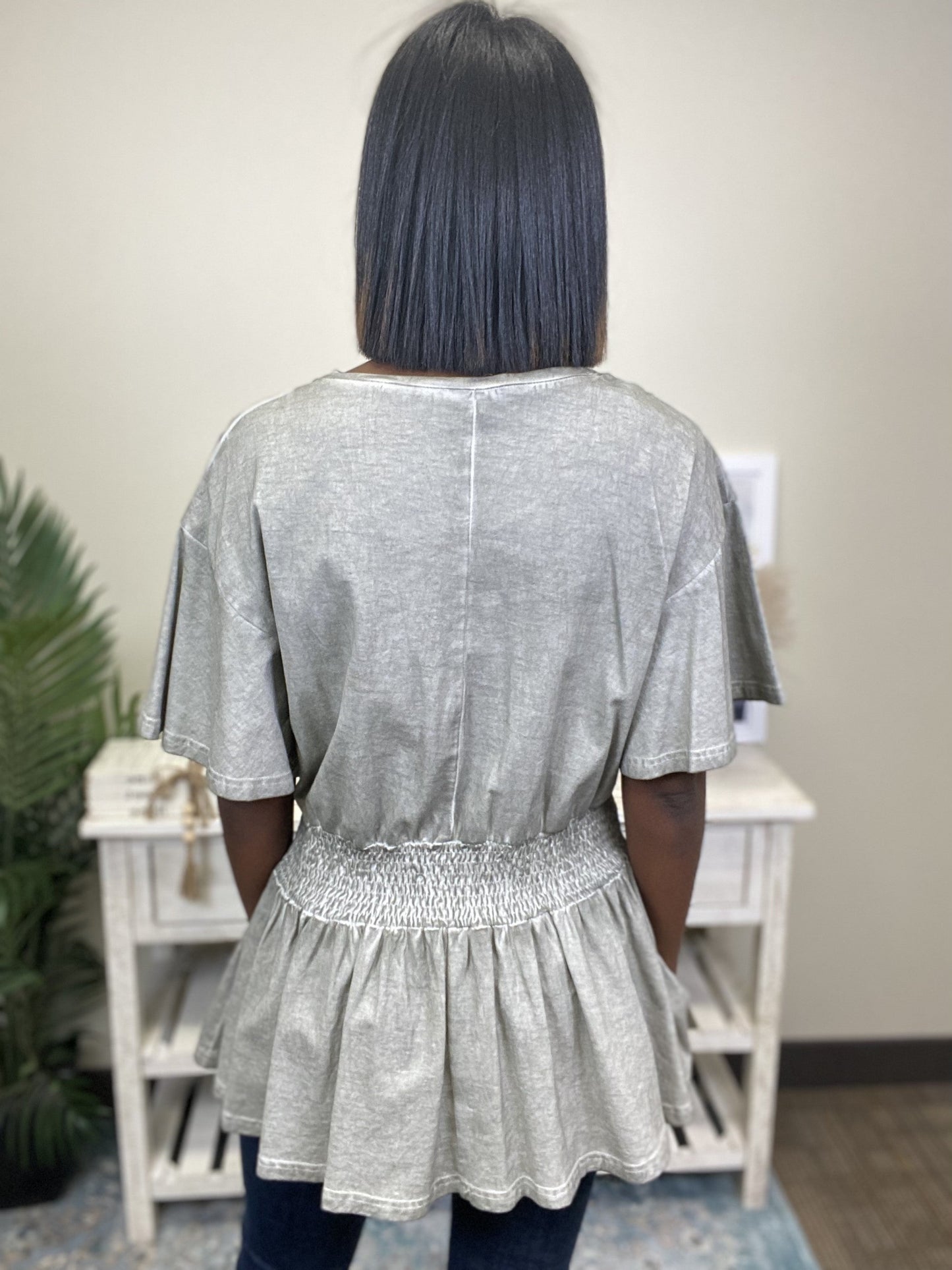 Kindness Wins Women's Smocked Waist Short Bell Sleeve Top