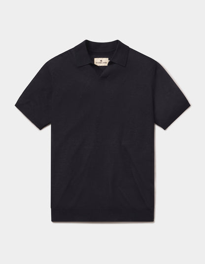 Summer Linen-Blend Polo in Navy