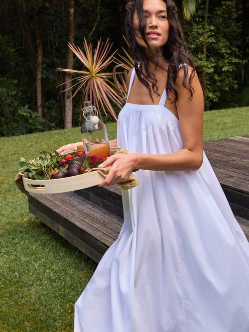 Coastal Poplin Emmy Dress - White
