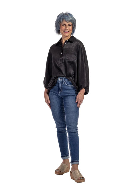 Women's Oversized Satin Long Sleeve Top