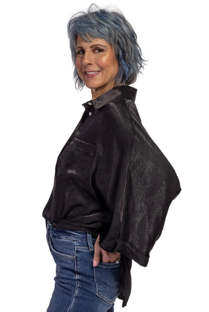 Women's Oversized Satin Long Sleeve Top