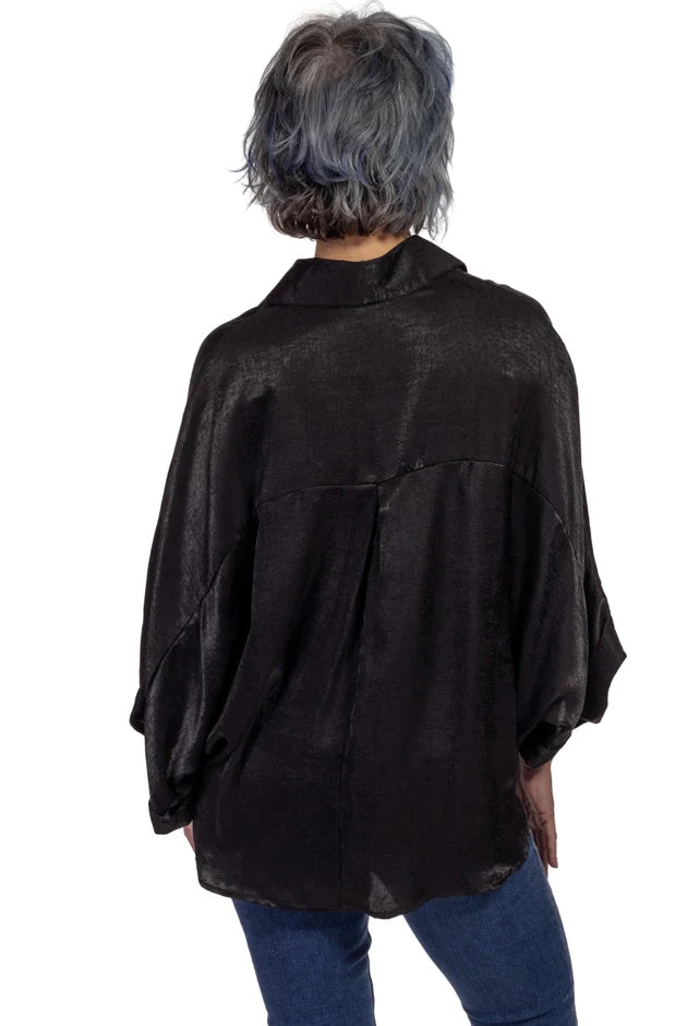 Women's Oversized Satin Long Sleeve Top