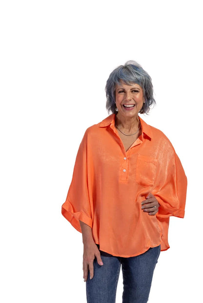 Women's Oversized Satin Long Sleeve Top