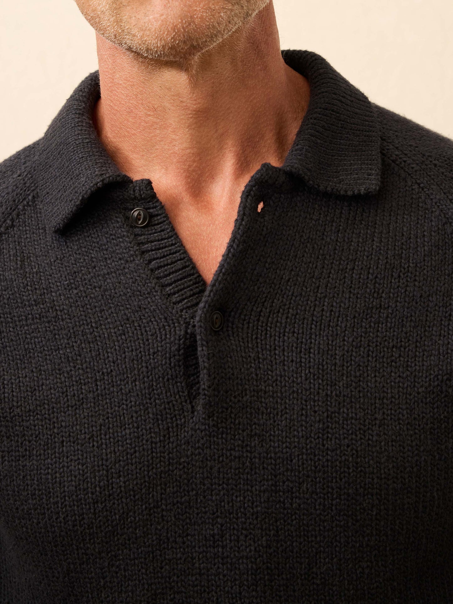 Heirloom Long-Sleeve Sweater Polo - Ridge Black