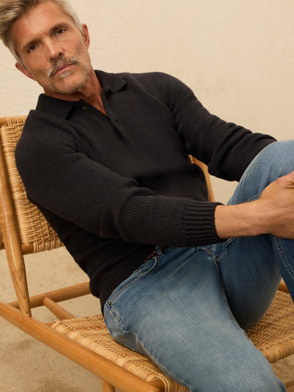 Heirloom Long-Sleeve Sweater Polo - Ridge Black