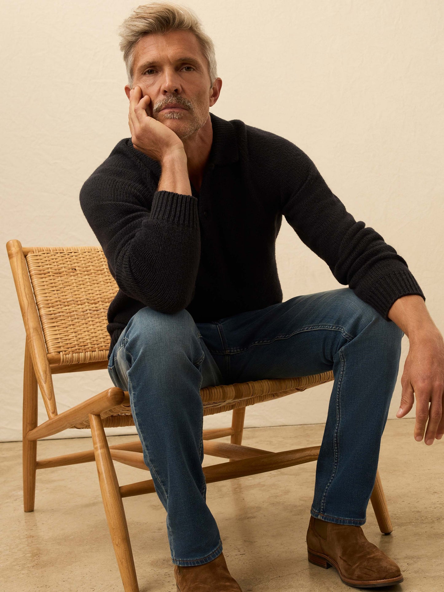 Heirloom Long-Sleeve Sweater Polo - Ridge Black