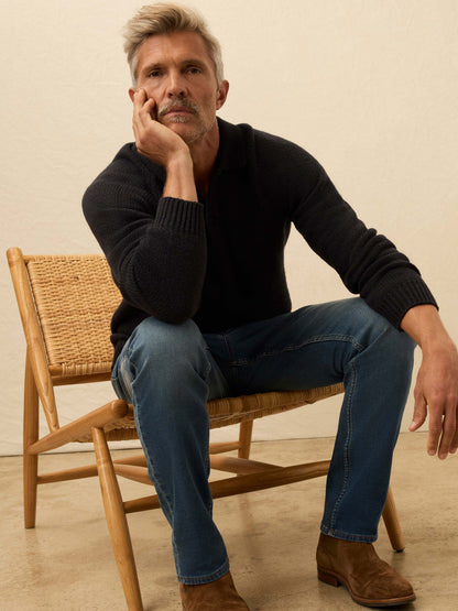Heirloom Long-Sleeve Sweater Polo - Ridge Black