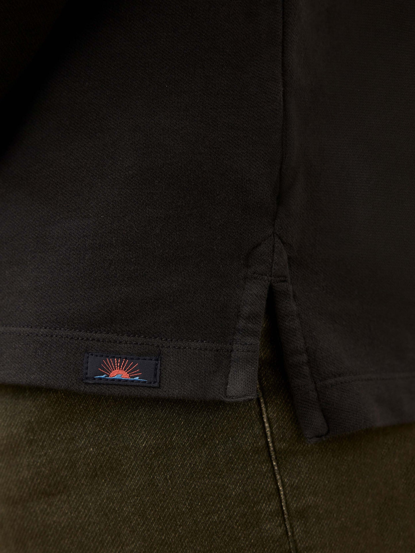 Long-Sleeve Twill Knit Polo - Washed Charcoal