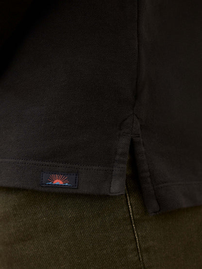 Long-Sleeve Twill Knit Polo - Washed Charcoal