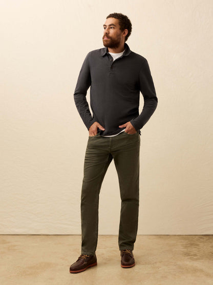 Long-Sleeve Twill Knit Polo - Washed Charcoal