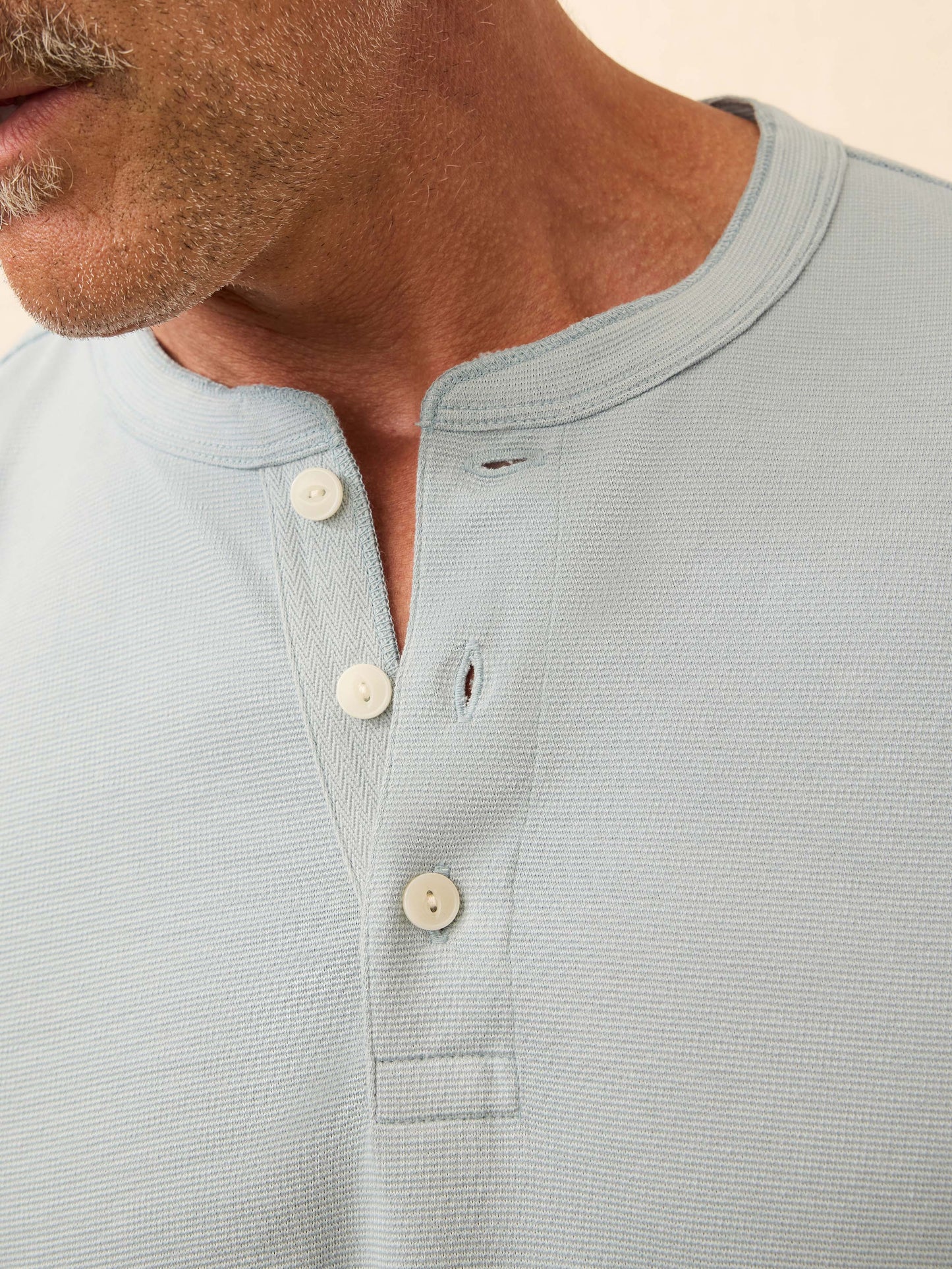 Long-Sleeve Waffle Henley - Alaskan Blue