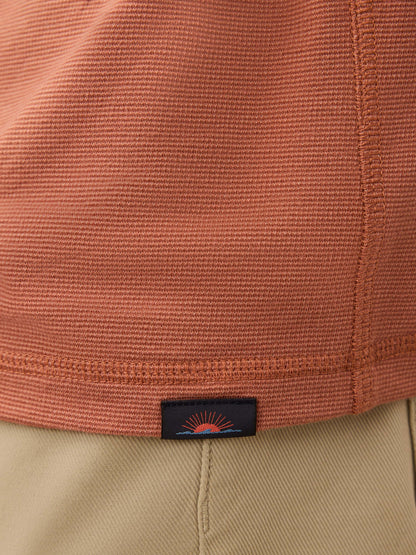 Long-Sleeve Waffle Henley - Dusty Sienna