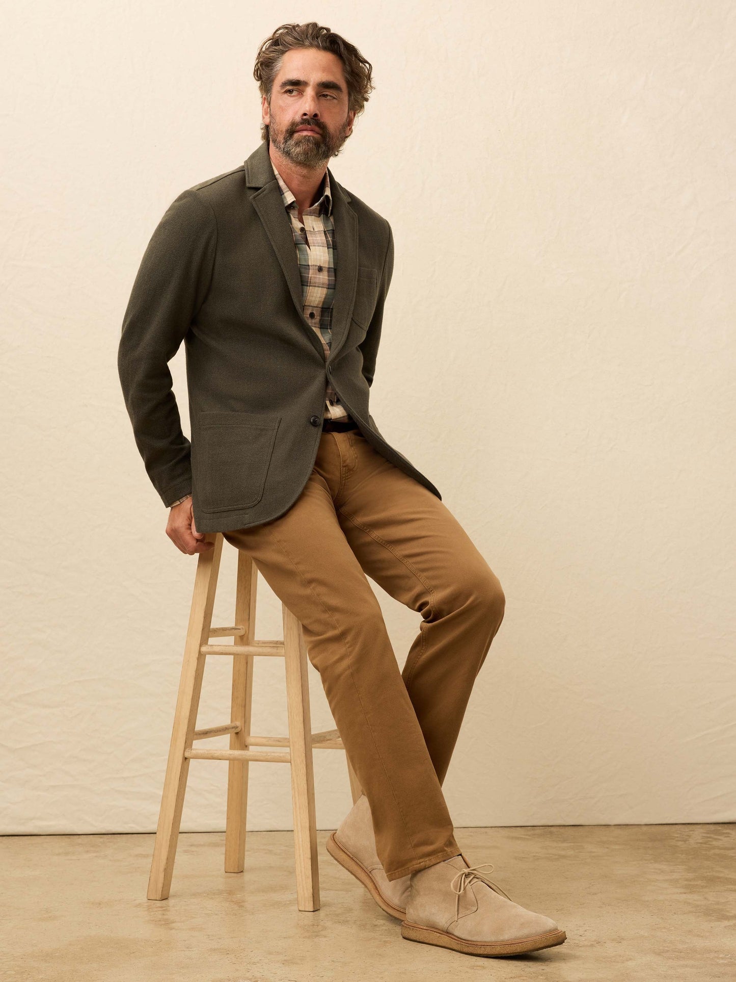 Inlet Knit Tweed Blazer - Olive Lake Herringbone