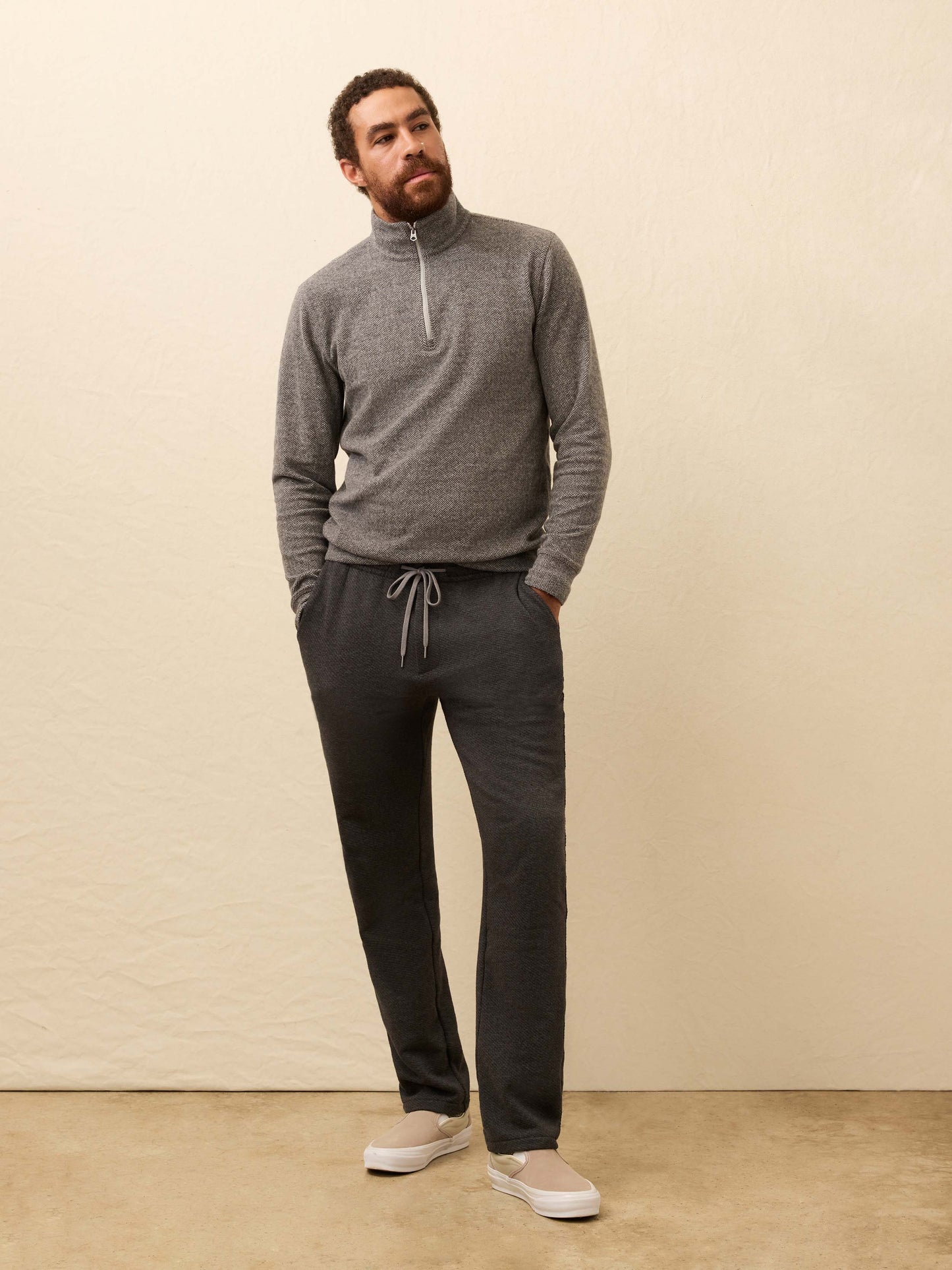 Legend™ Sweater Quarter Zip - Alpine Grey Herringbone