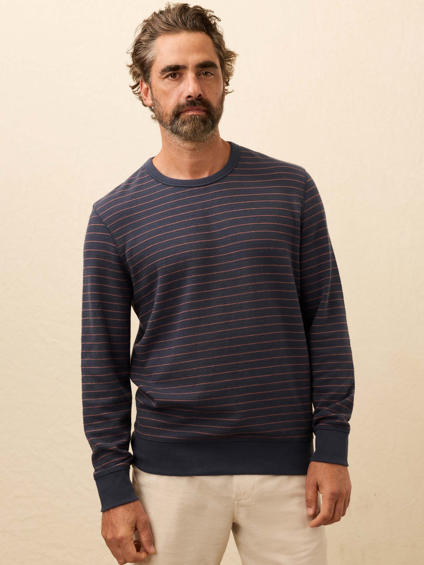 Double Knit Crewneck - Blue Dune Stripe