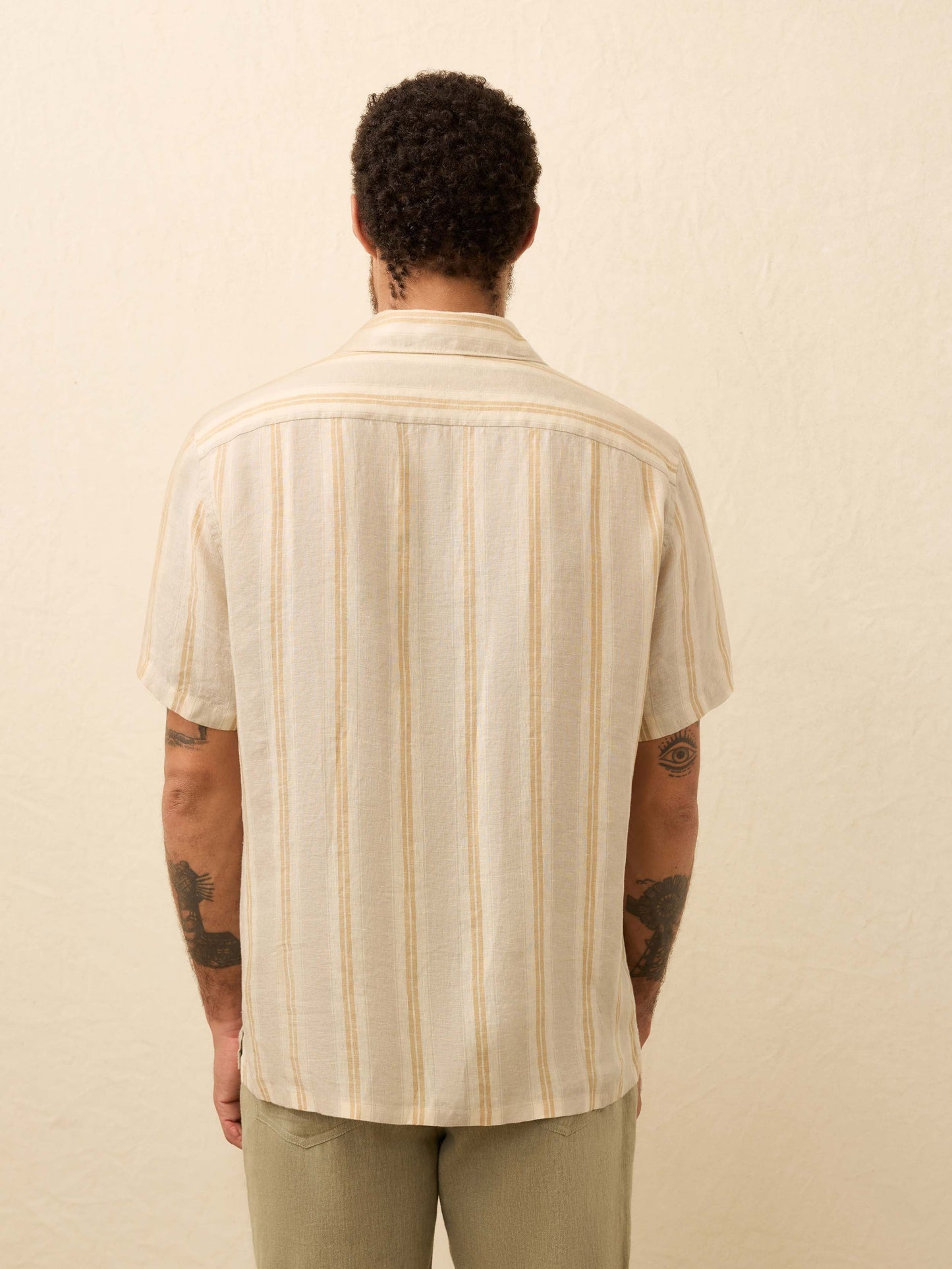 Short-Sleeve Laguna Linen Camp Shirt - Oak Island Stripe