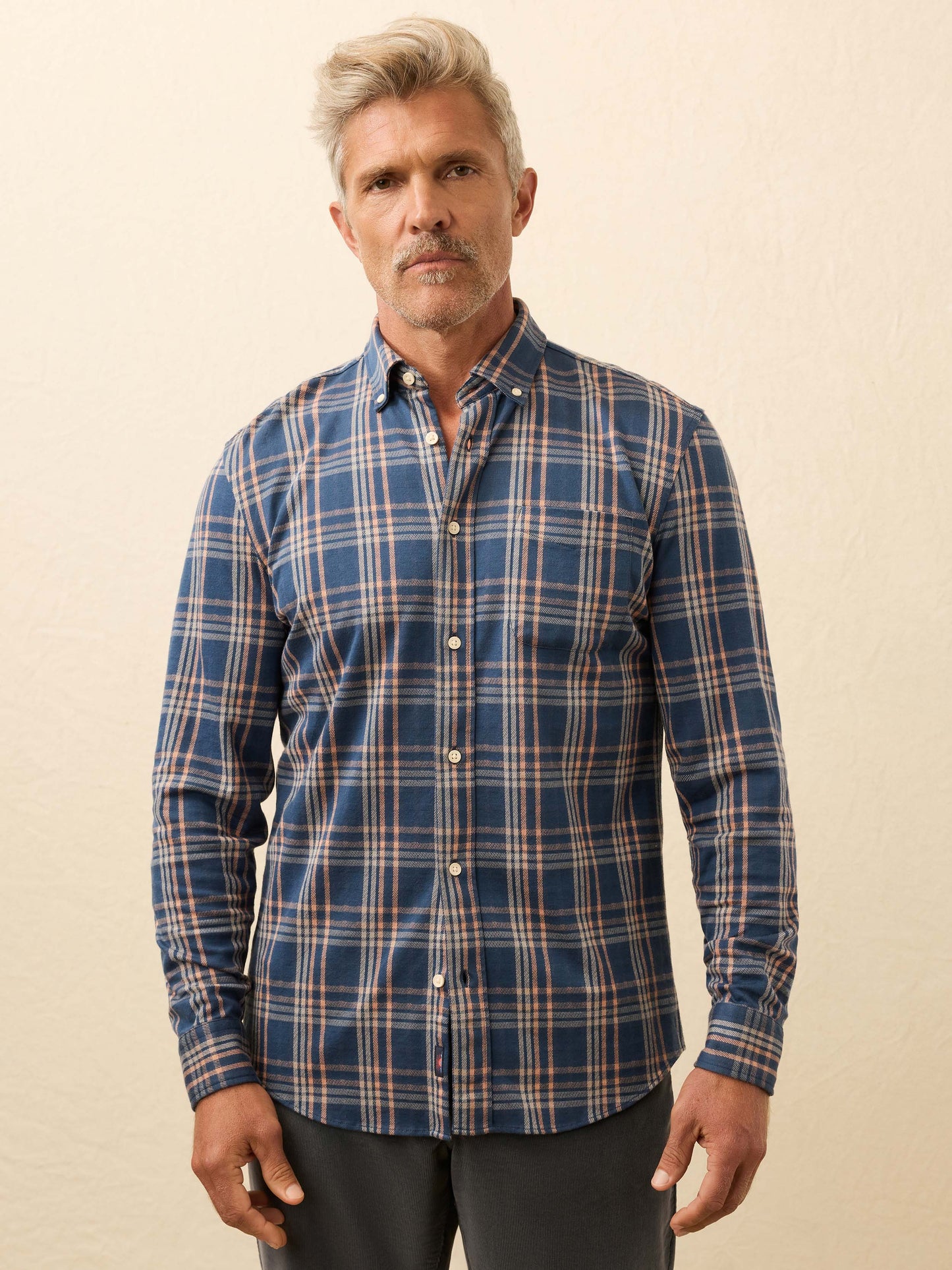 Coastline Knit Shirt - Clay Twilight Plaid