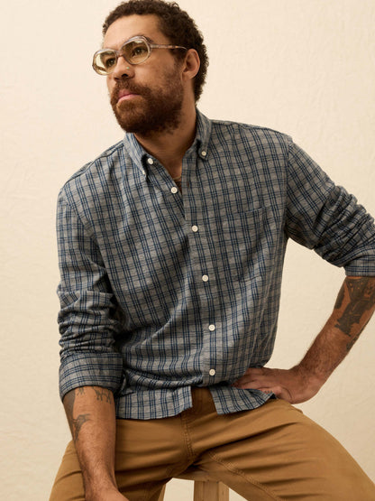 Coastline Knit Shirt - Ocean Grey Check