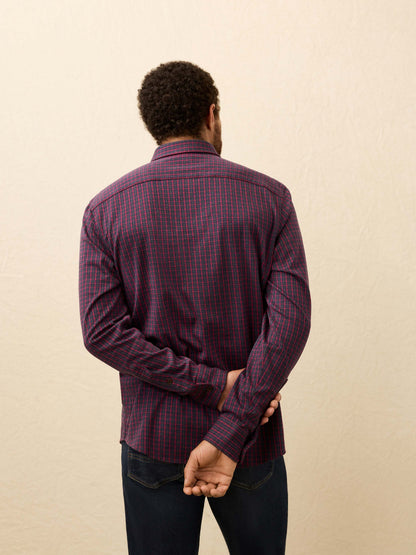 Coastline Knit Shirt - Red Dusk Check